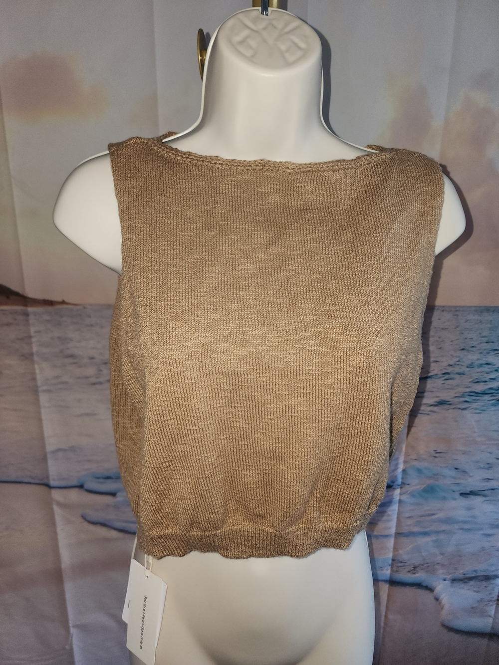 COMMENSE Neutral Knit Crop Tank Top - Women's Sleeveless Sweater